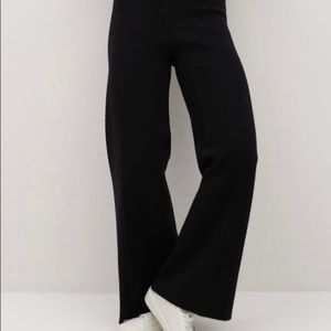 Mango black high-waist ponte pants.